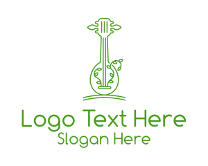 Guitar Band - Green Guitar Outline logo design