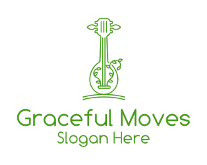 Green Guitar Outline  logo design