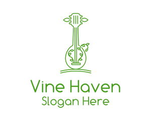 Green Guitar Outline  logo design