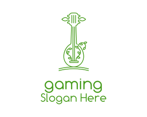 Entertainer - Green Guitar Outline logo design