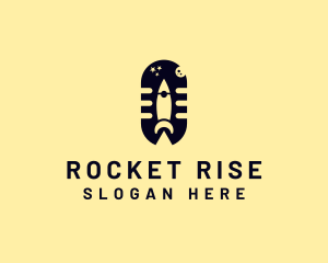 Launch - Rocket Space Mic Podcast logo design