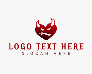 Satan - Angry Devil Heart logo design