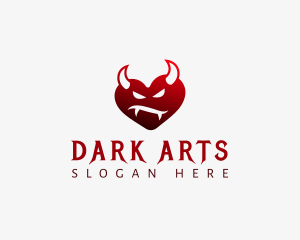 Satanic - Angry Devil Heart logo design