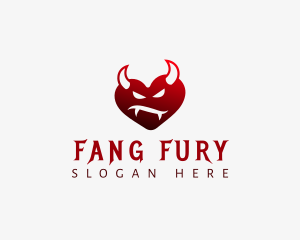 Fangs - Angry Devil Heart logo design