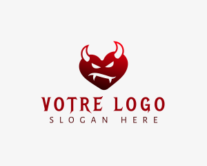 Villain - Angry Devil Heart logo design