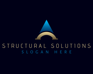 Structural - Arch Bridge Letter A logo design