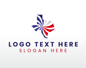 Texan - Texas Flag Map logo design