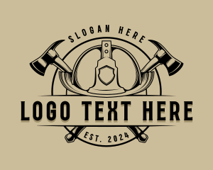 Firefighter - Firefighter Axe Rescue logo design