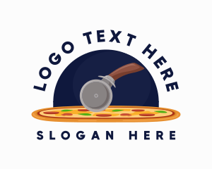 Deep Dish Pizza - Pizza Cutter Restaurant logo design