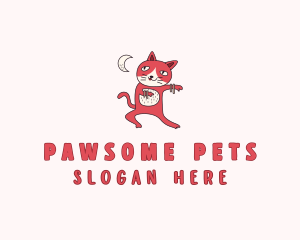 Pet Cat Cartoon logo design