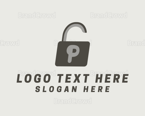 Gray Padlock Letter P Logo