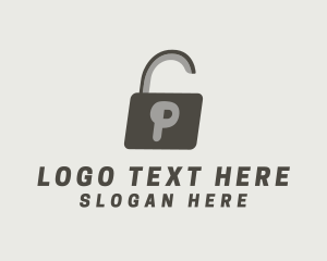 Lock And Key - Gray Padlock Letter P logo design