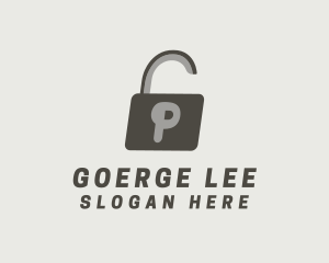 Gray Padlock Letter P Logo