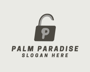 Gray Padlock Letter P logo design