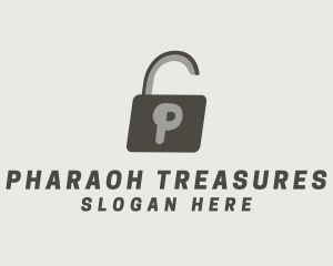 Gray Padlock Letter P logo design