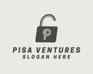 Gray Padlock Letter P logo design