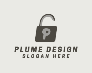 Gray Padlock Letter P logo design