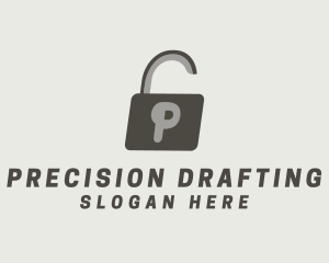 Gray Padlock Letter P logo design