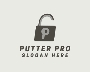 Gray Padlock Letter P logo design