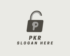 Gray Padlock Letter P logo design