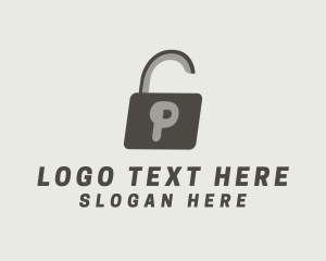 Secure - Gray Padlock Letter P logo design