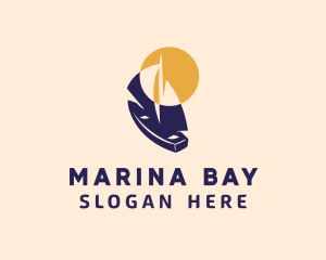 Sun Sailboat Cruise logo design