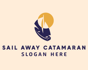 Catamaran - Sun Sailboat Cruise logo design