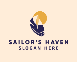 Sun Sailboat Cruise logo design