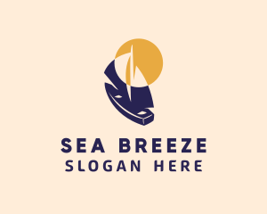 Sun Sailboat Cruise logo design