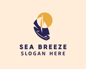 Sailboat - Sun Sailboat Cruise logo design