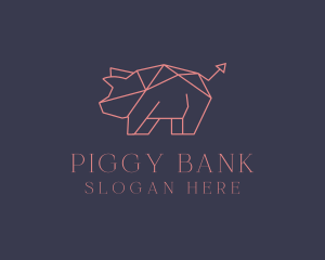 Geometric Piggy Arrow  logo design