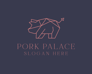 Swine - Geometric Piggy Arrow logo design