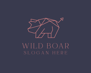 Boar - Geometric Piggy Arrow logo design