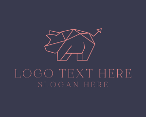 Piggy Bank - Geometric Piggy Arrow logo design