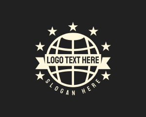 Map - Global Star Banner Badge logo design