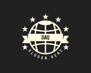 Map - Global Star Banner Badge logo design