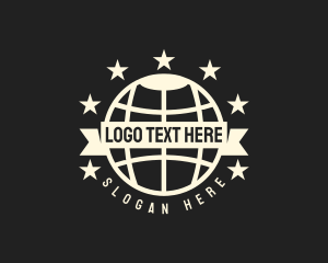 Globe - Global Star Banner Badge logo design