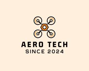 Quadcopter Drone Tech logo design