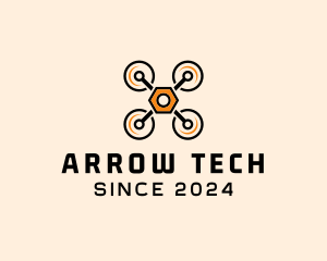 Quadcopter Drone Tech logo design