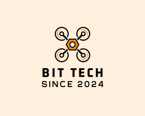 Quadcopter Drone Tech logo design