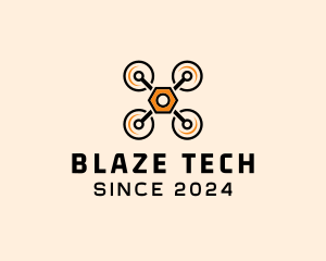 Quadcopter Drone Tech logo design