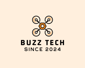 Quadcopter Drone Tech logo design