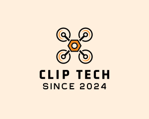 Quadcopter Drone Tech logo design