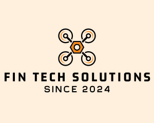 Quadcopter Drone Tech logo design