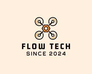 Quadcopter Drone Tech logo design