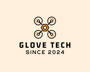 Quadcopter Drone Tech logo design