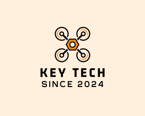 Quadcopter Drone Tech logo design