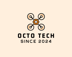 Quadcopter Drone Tech logo design