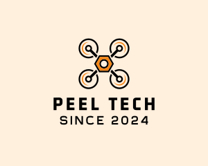 Quadcopter Drone Tech logo design