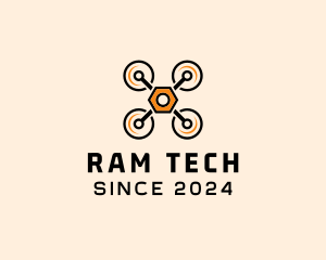 Quadcopter Drone Tech logo design